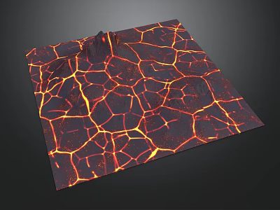 Rural Landscape Featuring Dry Cracked Earth And Warm Orange Sunset Glow 3d model