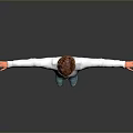 3D Character Boy With Brown Hair Glasses White Shirt Blue Tie Jeans And Arms Outstretched