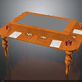 Orange Table With White Top Decorative Legs And Storage Compartments For Small Items