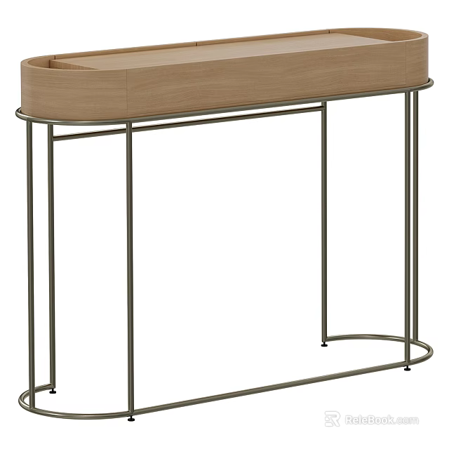 Modern Console Table Design With Wooden Top And Metal Frame For Entryway Decor 3d model 