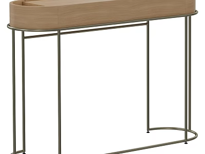 Modern Console Table Design With Wooden Top And Metal Frame For Entryway Decor 3d model