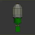 Green Base Lighthouse Structure With Metallic Mesh Top And Transparent Panel