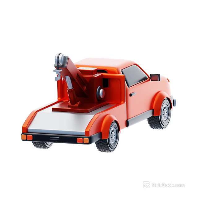 Orange Tow Truck With Lifting Crane And Classic Body Design Featuring Sturdy Wheels 3d model 