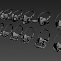 Various Gas Masks With Diverse Designs And Straps For Protective Clothing Accessories