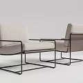 Modern Single Sofa With Black Metal Frame And Light Fabric Upholstery Design
