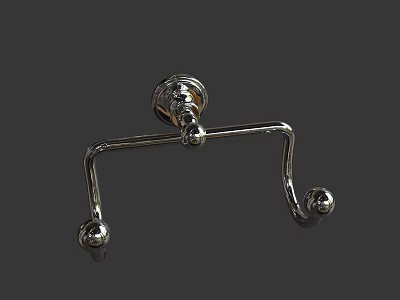 Metallic Wall Mounted Towel Holder With Curved Design And Ball Decorations 3d model