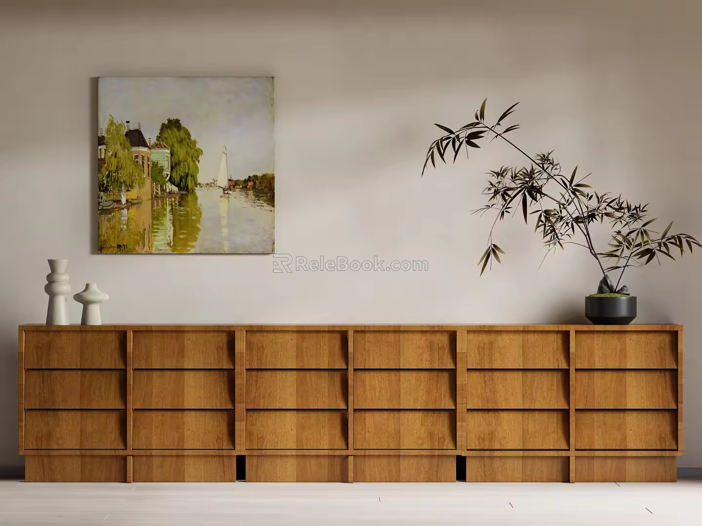 Middle Ancient Log Wind Locker Decorative Cabinet 3d model