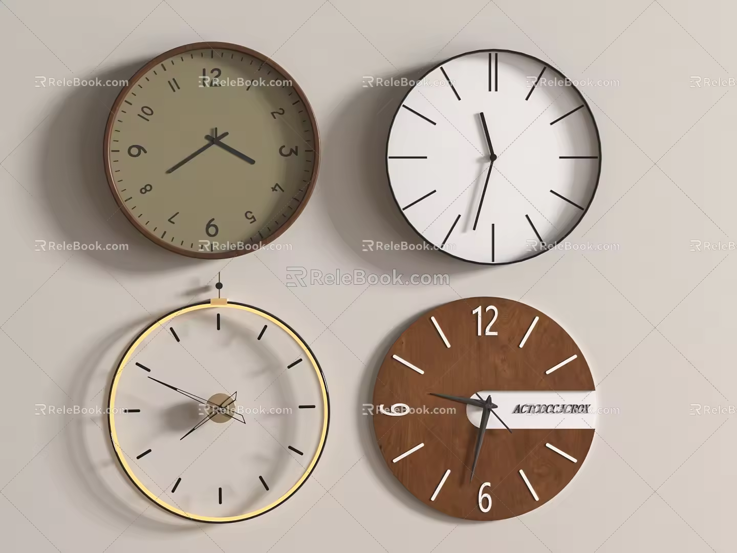 Modern clock modern wall clock combination 3d model