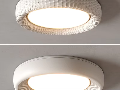 Modern White Ceiling Light With Circular Textured Design For Home Interior 3d model