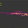 Sniper Rifle With Scope And Colorful Flame Camouflage Design Elements