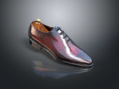Shiny Metallic Leather Dress Shoes With Lace Up Design For Fashionable Look 3d model