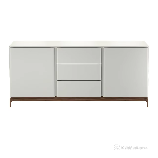 Modern White Entryway Side Cabinet With Drawers Cabinets And Wooden Legs Design 3d model 