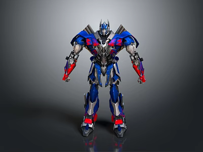 Game And Movie Character Blue Red Silver Mechanical Armor Standing Pose With Heroic Design 3d model