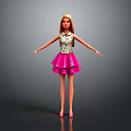 Cute Animated Game Movie Character with Blonde Hair Floral Top and Pink Layered Skirt