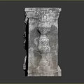 Three Intricate Stone Carved Decorative Pillars With Ornate Patterns Sculpture Artwork