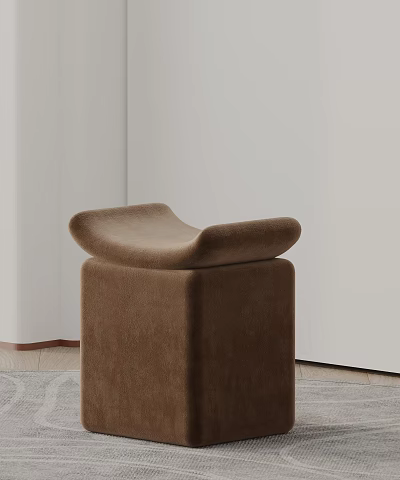 Modern Brown Velvet Side Table With Curved Top Design For Living Room Decor 3d model