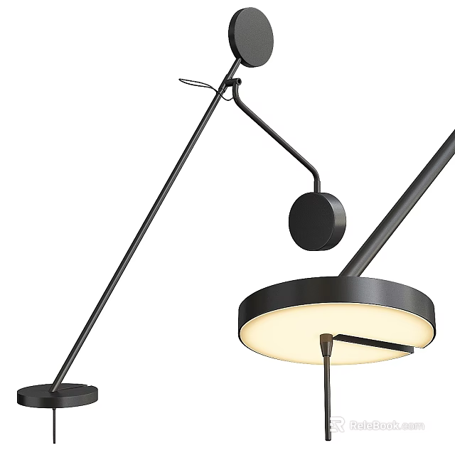 Modern Black Metal Wall Lamp With Round Shade And Adjustable Arm For Home Decor 3d model 