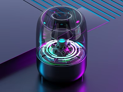 Modern Transparent Bluetooth Speaker With RGB Lighting Effects and Sleek Design 3d model