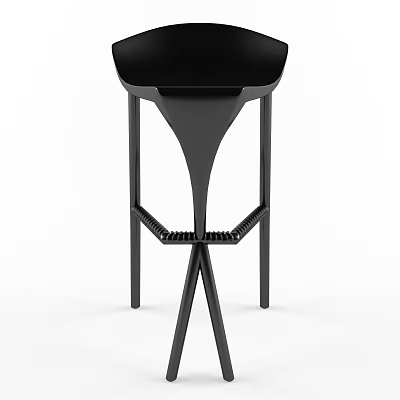 Modern Black Bar Stool With Metal Frame And Comfortable Leather Seat 3d model