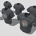 Black T Shirts With Round Logo Design Featuring Text And Graphics 3d model