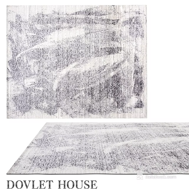 Modern Abstract Square Rug With Gray And White Distressed Pattern Design 3d model 