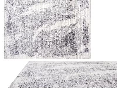 Modern Abstract Square Rug With Gray And White Distressed Pattern Design 3d model