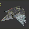 Futuristic Sci Fi Spaceship 3D Model With Sharp Wings And Metallic Surface