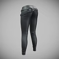 Modern Stylish Black Tight Fitting Leather Pants With Belt Detail