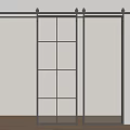 Minimalist Interior Sliding Doors With Black Frame And Ribbed Glass