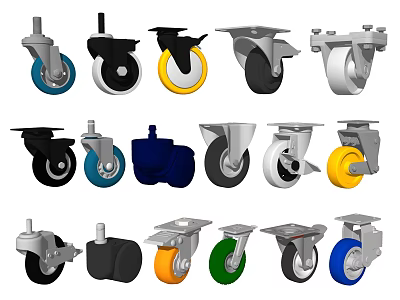 Industrial Equipment Casters With Heavy Duty Design Various Sizes Colors And Durable Build 3d model