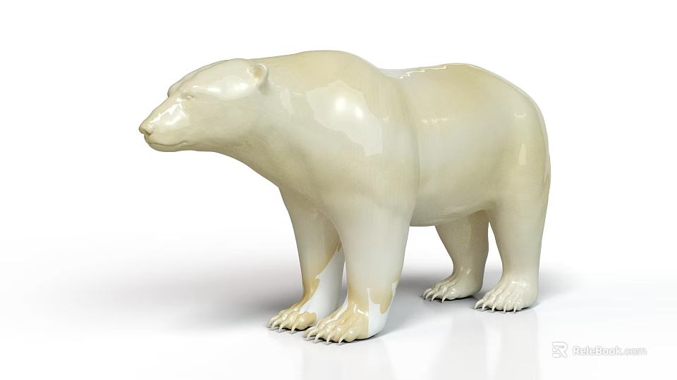 White Polar Bear Sculpture With Smooth Glossy Surface And Standing Posture 3d model 