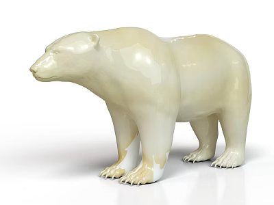 White Polar Bear Sculpture With Smooth Glossy Surface And Standing Posture 3d model