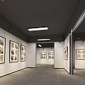 Ancient Landscape Painting With Animals Displayed In Modern Gallery With Lights