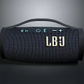 Black Fabric Bluetooth Speaker With Handle Control Buttons And LBJ Logo 3d model