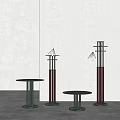 Modern Minimalist Table Chair Set With Metal Frame And Round Tabletop By NeriHu Design