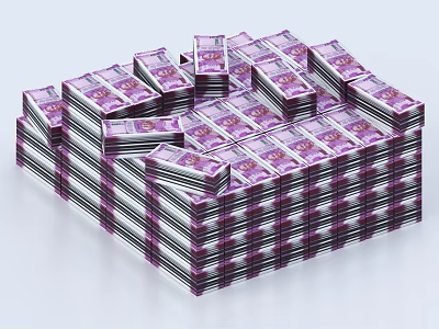Decorative Ornament Set with Stacked Purple and White Pieces for Home 3d model
