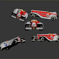 Red And White Styled Toy Race Car Models In Multiple Designs Collection 3d model