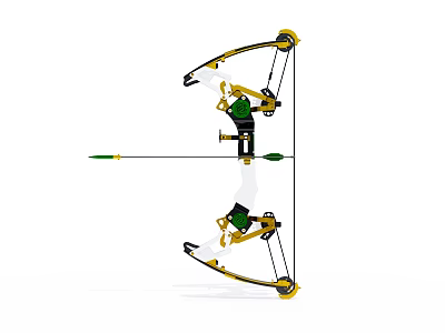 Modern Compound Bow With Gold Black Design Arrow And Pulley System For Archery 3d model