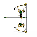 Modern Compound Bow With Gold Black Design Arrow And Pulley System For Archery