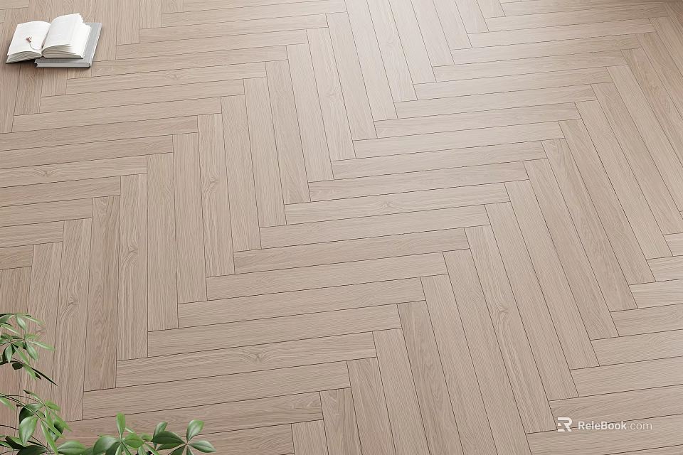 Light Wood Herringbone Floor Pattern With Natural Grain Texture Design 3d model