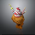 Decorative Ice Cream Cone With Swirl Ice Cream Candies And Spoons