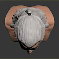 Man With Silver White Long Hair Wearing Round Pendant Necklace Bust Sculpture