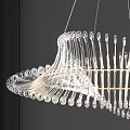 Modern Elegant Crystal Chandelier With Wavy Transparent Design And Metal Frame