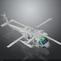 Detailed White Helicopter Model With Green Windows And Dark Background Reflection 3d model