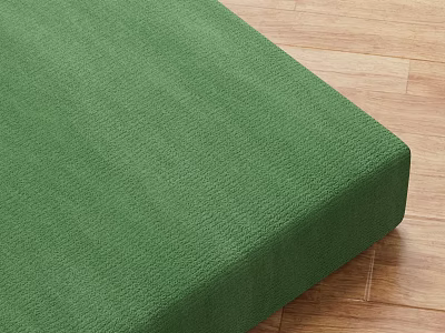 Green Sectional Sofa With Textured Fabric Upholstery On Wooden Floor 3d model