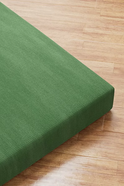Green Sectional Sofa With Textured Fabric Upholstery On Wooden Floor 3d model