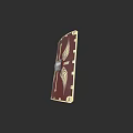 Ancient Red and Gold Shield with Wing Design and Metal Accents