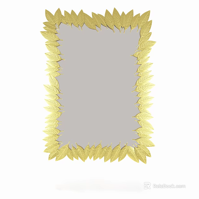 Golden Leaf Decorated Frame Mirror For Elegant Home Interior Decoration 3d model