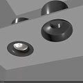 Three Modern Recessed Ceiling Lights With Black Trim Illuminating Interior Space 3d model