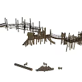 Garden Landscape Design Featuring Wooden Walkways Viewing Platforms And Waterfront Structures 3d model